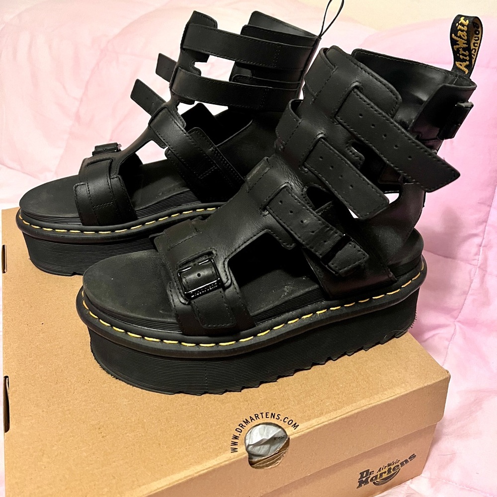 Dr martens Giavanna black leather gladiator sandals us 9 uk 7 eu 41. Like new!